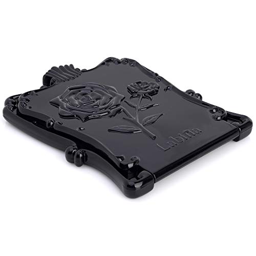 Espejo compacto de maquillaje portátil negro miniatura 3