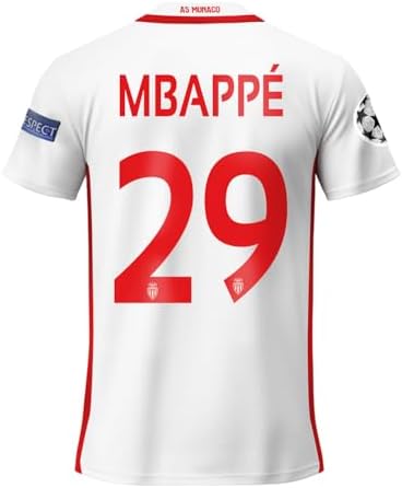 Retro Soccer Jersey Inspired Kylian M Monaco 2016 Vintage Footbal...
