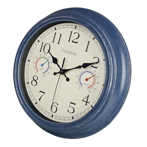 Crosstime Outdoor Clock with Thermometer & Hygrometer...