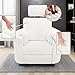 Zenosyne Power Swivel Recliner Rocking Chair Nursery Glider Rocker with Headrest, USB and Type-c Port, Corduroy Electric Reclining Sofa Chair Arm Chair for Living Room (White-2)