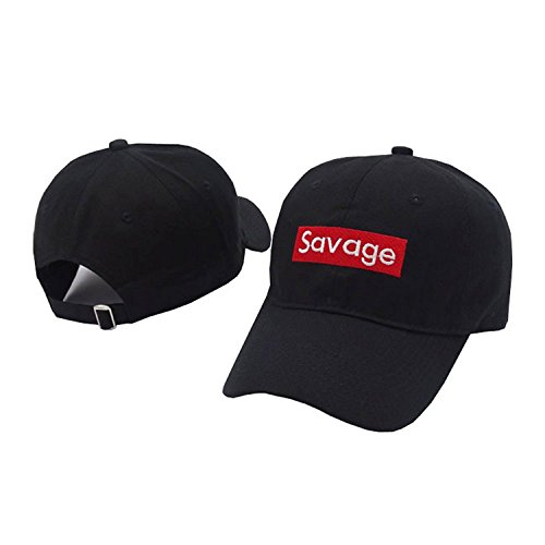 Kokkn Savage Embroidered Baseball Cap Snapback Hat Cotton Adjustable Dad Hat (Black)