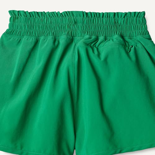 Image of Amazon Essentials Girls' High-Rise Athletic Performance Stretch Woven Shorts with Elastic Waistband