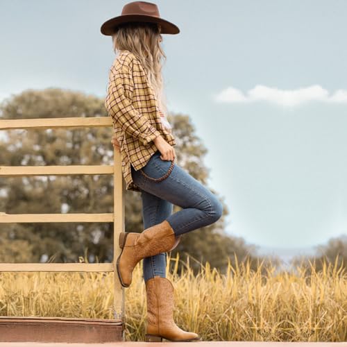 Image of SheSole 2 Pairs of Brown Western Cowboy Boots US Size 7