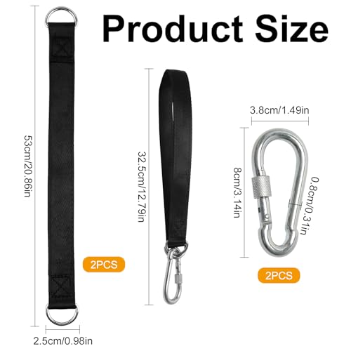 Juibao Schaukel Befestigung 50cm, 2 Stück Reißfest Nylon Aufhängung Gurte mit Karabinern, Hält bis zu 400kg, Befestigung für Hängematte, Schaukel, Hängesessel, Turnringe
