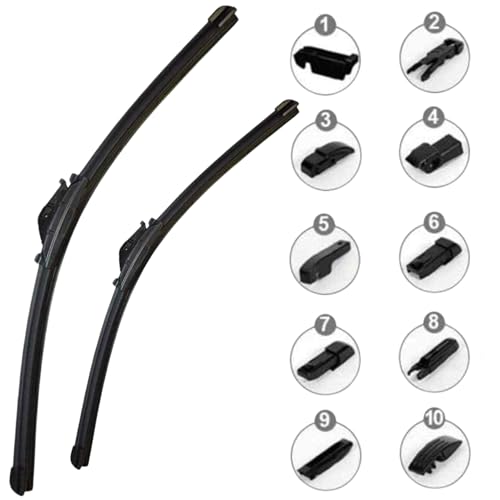 AUTOZOCO Pack de 2 Escobillas limpiaparabrisas coche delantero, multi adaptador, Compatible con la mayoría vehículos, Incluye 10 adaptadores (60cm-40 cm)