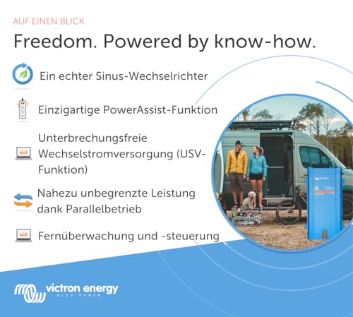 Victron Energy MultiPlus Reiner Sinus Wechselrichter 20 Amp Batterie Ladegerät, Spannungswandler, Transferschalter Inverter Charger, 500VA 12-Volt 230V