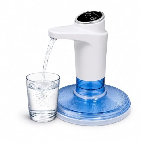 Image of Automatic Water Dispenser Pump with 600ml Quantitative Control | Rechargeable Battery, Wireless Smart Touch Water Bottle Pump for 20 Litre Can, Home, Office, Kitchen (White) - 600 ML