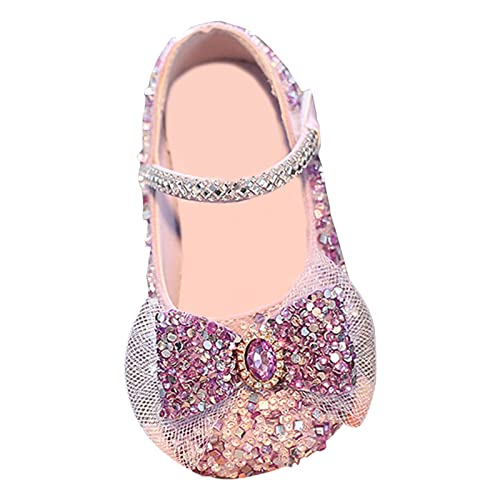 IWIHMIV Girls Ballet Flat Shoes Girls Princess Shoes Dance Shoes Mary Jane Shoes with Bow Shoes Princess School Shoes