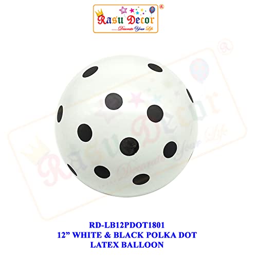 Image of RasuDecor 20 Pieces 12 inch Polka Dot Latex Balloon White and Black Dot Balloons, 12 Inch Latex Polka Dots Balloons for Kids Women Men Birthday Easter Engagement Wedding, Halloween Party Supplies Decor #RasuImpex (20Pcs 12 inchPolkaDotWhiteBlack)