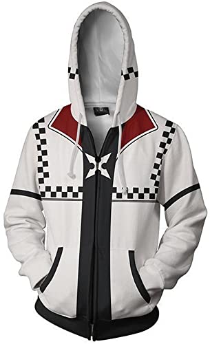 Unisex Game Kingdom 3D Sweatshirt Hearts Sora Riku Kairi Cosplay Zipper Hoodies Casual Jacket Outfit (Style 4, X-Large)