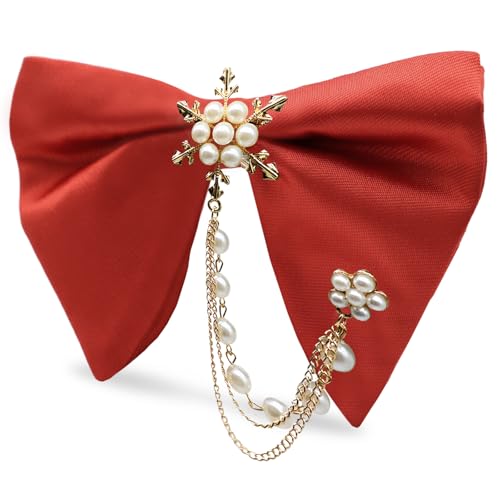 Image of Oversized Bow Ties for Men, Adjustable Bow Tie Pre-tied Bowties Pearl Decoration Bowtie for Tuxedo Wedding Party Prom