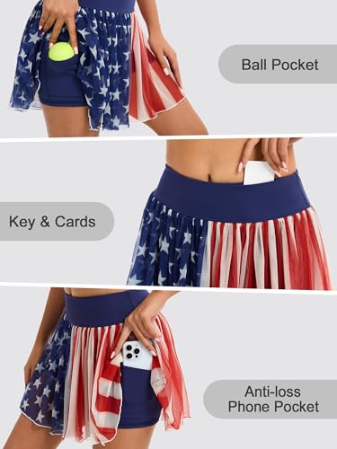 Image of Ibeauti Womens Mini Flowy Skort High Waisted Pleated Tennis Golf Skirts Mesh Ruffler Athletic Skirt with Shorts Pockets
