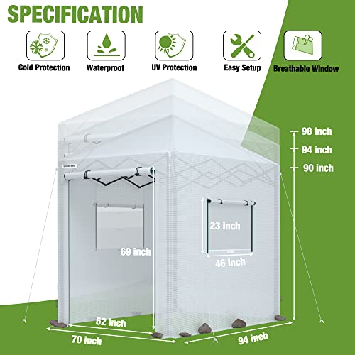 Image of WORKPRO 94 inch x70 inch x98 inch Pop-up Greenhouse for Outdoors