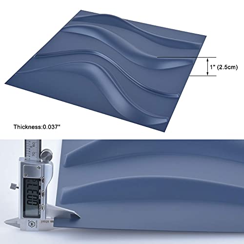 Image of Art3d Navy Blue 3D Wall Panel PVC Slim Wave Covers 32 Sqft, for Interior Wall Decor in Living Room,Bedroom,Lobby,Office,Shopping Mall