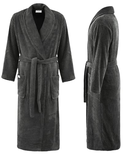 PandaHome Bademantel Damen und Herren aus 100{86d2c5b7ddd1346418ff40db9350a17f7e197cbfa54c188ab4d467d157a40834} Baumwolle, Morgenmantel Frottee Kuschel, Saunamantel Warm und Kuschelig, Schnelltrocknend Weich Saugstark Bademäntel 400 g/m² (Anthrazit-Large) PandaHome Bademantel Damen und Herren aus 100{86d2c5b7ddd1346418ff40db9350a17f7e197cbfa54c188ab4d467d157a40834} Baumwolle, Morgenmantel Frottee Kuschel, Saunamantel Warm und Kuschelig, Schnelltrocknend Weich Saugstark Bademäntel 400 g/m² (Anthrazit-Large)