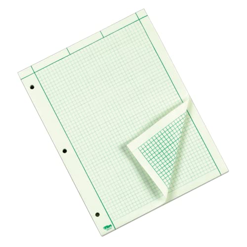 TOPS Engineering Computation Pad, 8-1/2" x 11", Glue Top, 5 x 5 Graph Rule on Back, Green Tint Paper, 3-Hole Punched, 200 Sheets (35502) - Thumbnail 4