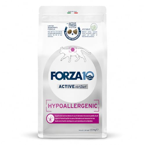 Forza10 Hypoallergenic – Crocchette per gatti adulti, pesce ipoallergenico, 1,5 kg