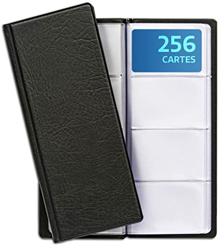 Porte Cartes de Visite pour 256 Cartes - Classeur pour cartes de visite clair et peu encombrant pour le bureau en noir