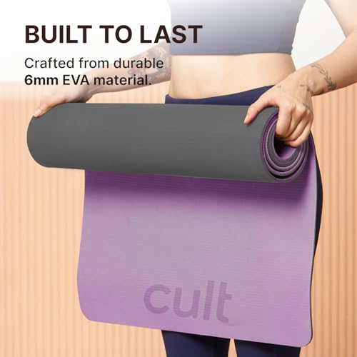 Image of CULT EVA Yoga Mat 6mm with Carry Strap - Dual Color Lavender, Anti-Slip, Lightweight & Durable Exercise Mat for Yoga, Pilates, Meditation, Gym & Home Workouts