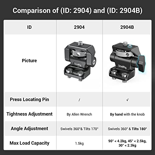 SMALLRIG Kamera Monitor Mount, Swivel 360° and Tilt 180°, Verstellbare Halterung mit 1/4"-20 Schrauben für 5" und 7" Monitor - 2904B - Image 7