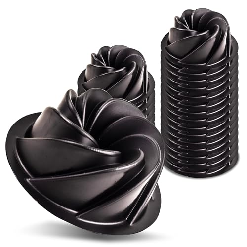 O'Creme Bakeable Plastic Mini Swirl Cake Pan, Baking Pan With Non-Stick Silicone, Reusable nonstick baking molds, Durable, Lightweight, Easy Storage for Baking and Much More - 25 QTY Pack