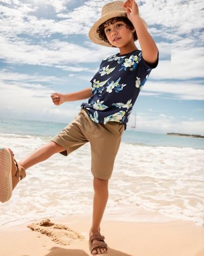 Image of Frogwill Toddler Boys Summer Clothes Hawaiian Jungle Animal Cotton T-Shirt and Poplin Short Outfit Set