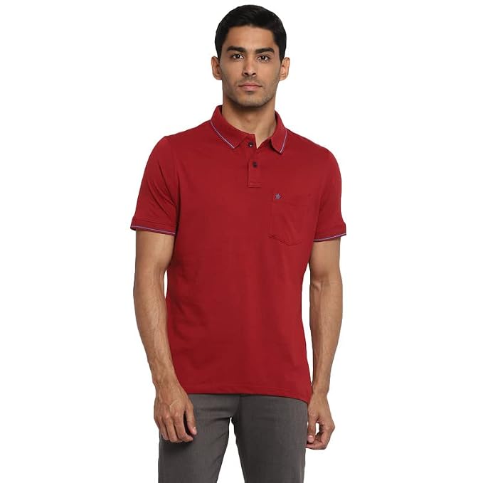 Turtle Men Essentials Maroon Solid Polo Neck T-Shirts