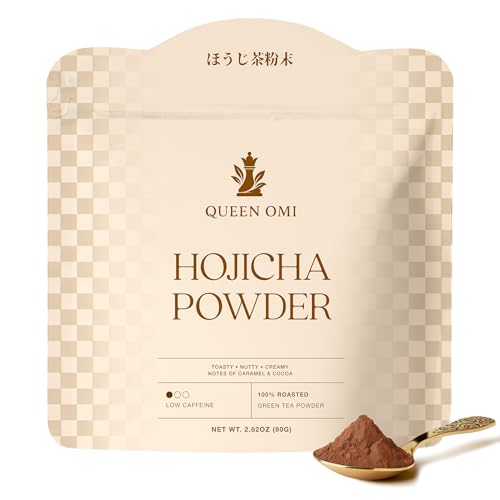 Queen Omi Organic Hojicha Powder | 100% Organic Japanese Roasted Green Tea Powder—Matcha & Coffee