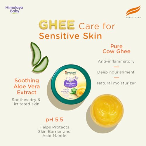 Image of Himalaya Baby Cream with Pure Cow Ghee & pH5.5 (200ml) | Moisturizes & nourishes skin all day long | For Dry and sensitive skin (Pack of 4)