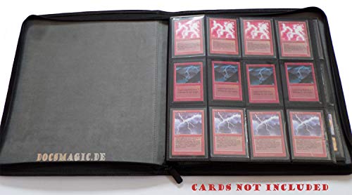 docsmagic.de Premium Pro-Player 12-Pocket Playset Zip-Album Black - 480 Card Binder - MTG - PKM - YGO - Reissverschluss Schwarz