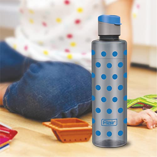 Image of Flair Polka Water Bottles with Fliptop Lid Set of 6 Pcs 1000 ML (Blue)