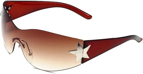 Gafas de sol Y2K sin montura de moda de los años 2000, gafas futuristas de estrella plateada de moda para mujeres y hombres disponible en Yaxa Costa Rica