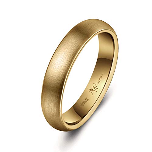 AW BRIDAL Wedding Rings for Women Mens Engagement Ring Tungsten Carbide Ring Promise Rings Mens 4mm Wedding Bands for Couples Gifts, Size 10.5 (Gold)