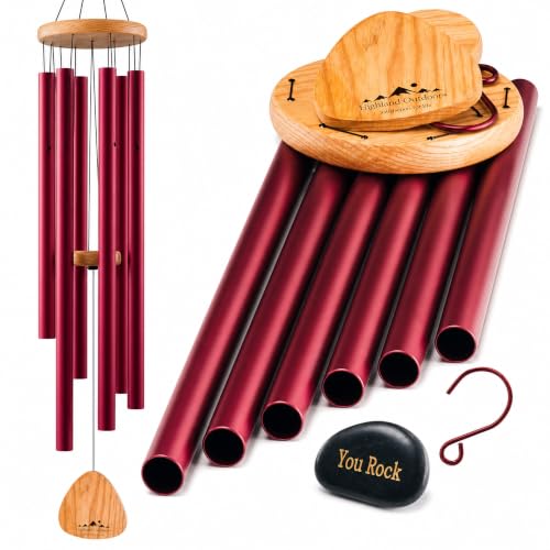 UpBlend-41-Red-Aluminum-Wind-Chimes-for-Outside-Deep-Tone-B-Major UpBlend 41" Red Aluminum Wind Chimes for Outside, Deep Tone, B Major - Image 1