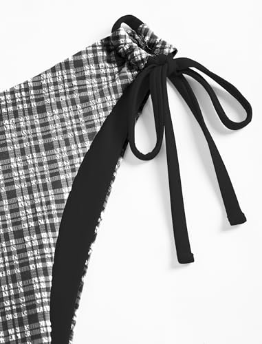 ZAFUL Women's Tankini Set V Neck Tummy Control Floral Printed Tie Side Thong Bikini Swimsuits 2 Piece Bathing Suits3