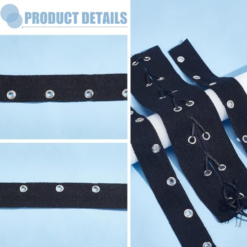 BENECREAT 8 Yards Black Cotton Grommet Eyelet Twill Tape - Image 4