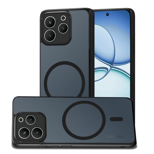 Image of AESTMO Realme 15T 5G Back Cover | 360 Protection | Matte Frosted Hard Back Translucent | Compatible with MagSafe Accessories (MagSafe Matte Hard Black Bumber)
