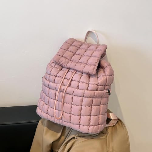 Image of MOCA Quilted Puffer Backpack for Women, Nylon Puffy Casual Girls Womens Backpack, Lightweight Hiking Gym Daypack Preppy Travel Bag with Adjustable Top Flap Drawstring