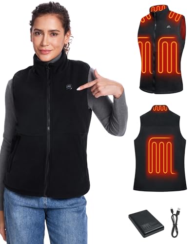 Loowoko Womens Fleece Heated Vest with Battery Pack Included Rechargeable Heated Jacket Electric Heating Vests for Winter