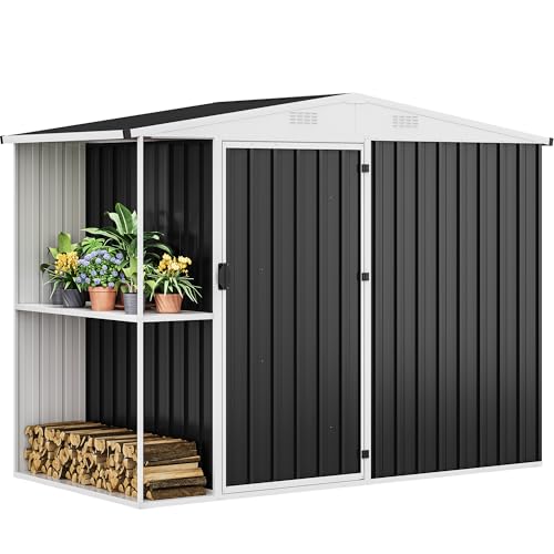 DWVO Outdoor Storage Shed 8x4FT with Rack...