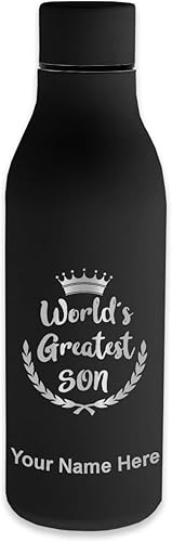 Miniatura 1 de LaserGram Botella de agua de acero inoxidable de doble pared, el hijo más grande del mundo, grabado personalizado incluido