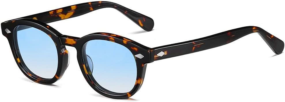 Acetate Polarized Round Sunglasses For Men Women Vintage Retro Oval Tortoiseshell Shades Eyewear