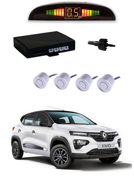 Waterproof White Reverse Car Parking Sensor System Led Display with 4 Parking Sensors Alarm Kit for kwid New.-image-8