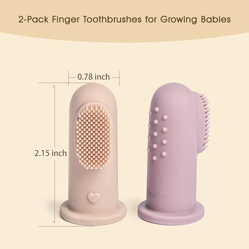 Moonkie Baby Zahnbürste Finger Zahnbürste Mundreiniger Kit für 3 Monate +, 2 Stück (Blush/Pale Mauve)