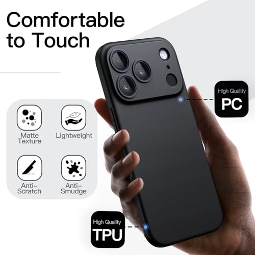 Image of JETech Slim Case for iPhone 17 Pro 6.3-Inch, Ultra-Thin Lightweight Minimalist Phone Cover with Camera Lens Protection, Matte Anti-Fingerprint Finish (Black)