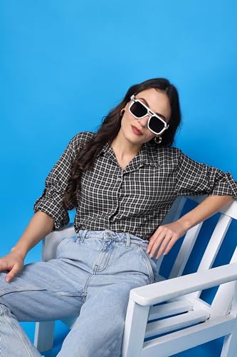 Image of POPWINGS Casual Checks Print Shirt for Women | Cotton Full-Sleeves Women Shirt | Summer Shirt for Women | Stylish Shirt for Women