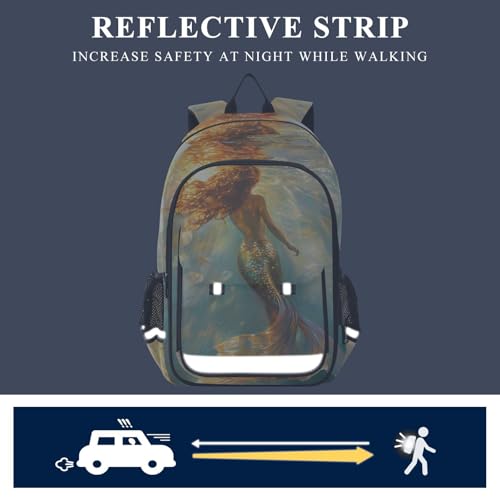 senya Underwater Mermaid Backpack Water-Resistant Bag Lightweight Bookbags with Reflective Strip4