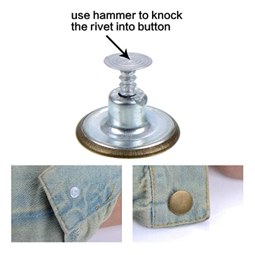 Image of DIY Crafts 5X Set, Normal Buttone, Random Buttone Kit for Repair Jeans Buttons Metal Button Snap Buttons Replacement Kit with Rivets and Plastic 1 Set (5X Set, Normal Buttone)