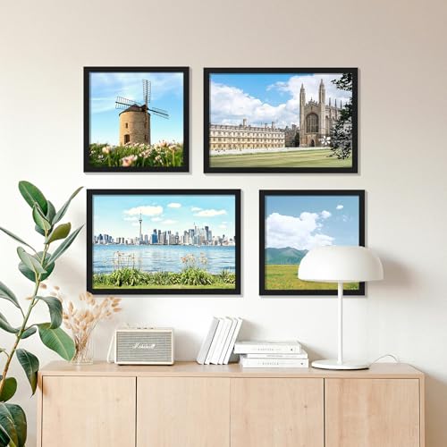 decorUhome 12x12 Picture Frame, Display Pictures 8x8 with Mat or 12x12 without Mat, Wall Mounting Photo Frame, Black, 1 Pack