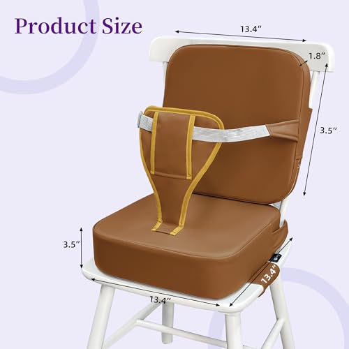 Image of Toddler Booster Seat for Dining Table with Backrest, Waterproof PU Cushion